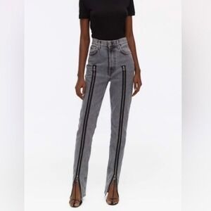Helmut Lang Femme Hi Spikes Zippered Jeans Front Jeans 27 Grey High‎ Rise Italy
